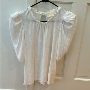 Nation LTD White Blouse with Ruffled Style and Peter Pan Collar